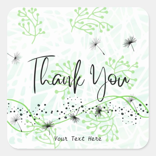 Elegant Professional Thank You Typography Green Square Sticker (Front)