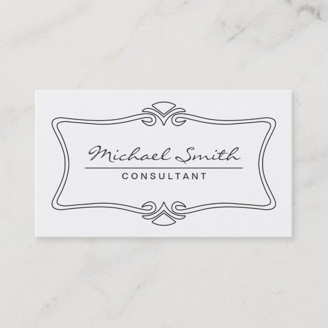 Elegant Professional Vintage Art Deco White Business Card (Front)