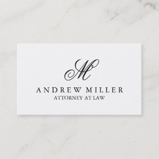 Elegant Professional White Monogram Business Card