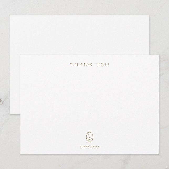 Élégant professionnel Monogramme blanc Merci Ca (Devant / Derrière)