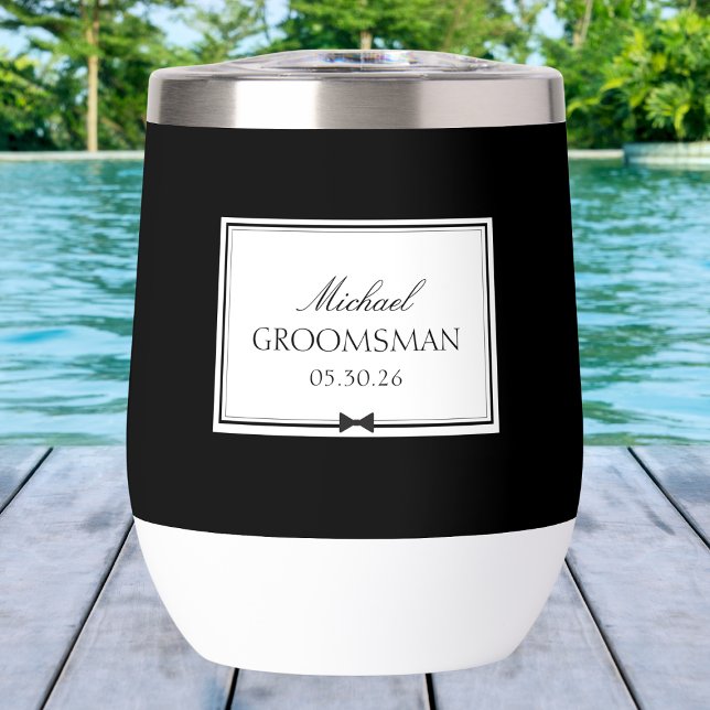 Élégant professionnel personnalisé Simple Bowtie G (Celebrate in style with this personalized groomsman tumbler – a sleek, lasting wedding memento.)