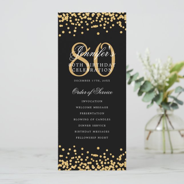 Élégant programme 80e anniversaire Gold Black Conf (Debout devant)
