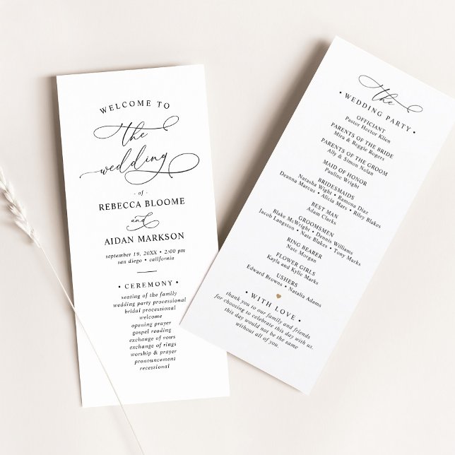 Élégant programme classique de mariage noir et bla (Créateur téléchargé)