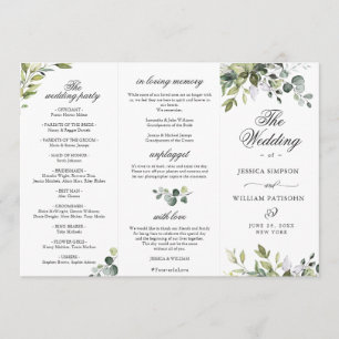 Élégant programme de cérémonie Mariage Eucalyptus