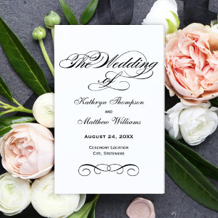 Élégant Programme de Mariage à la Calligraphie Noi