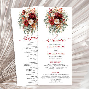 Élégant Programme de mariage automnal floral borde