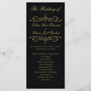 Élégant programme de mariage Black and Gold Flouri