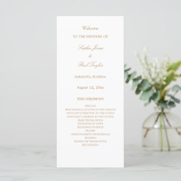 Élégant programme de mariage blanc doré beige