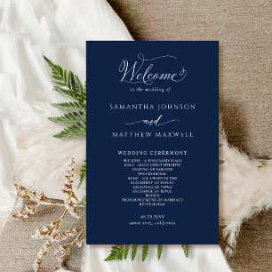 Élégant programme de mariage bleu et blanc