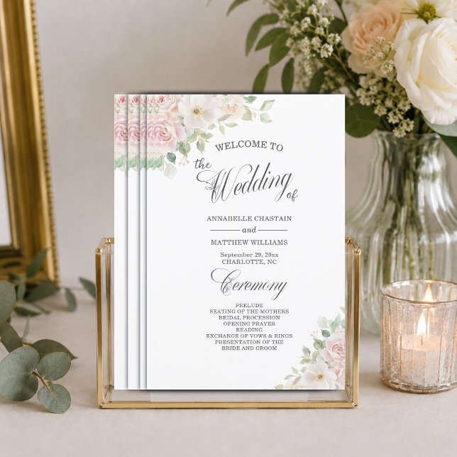 Élégant Programme de Mariage Budget Roses Douces B (Créateur téléchargé)