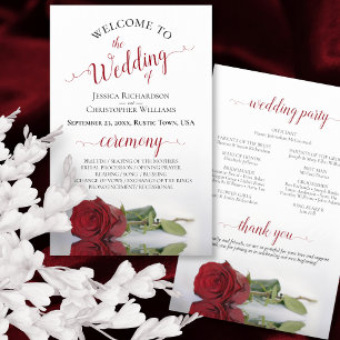 Élégant programme de mariage budgétaire Rose rouge