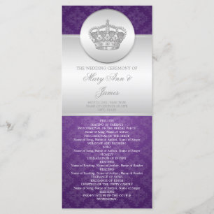Élégant programme de mariage Couronne royale pourp