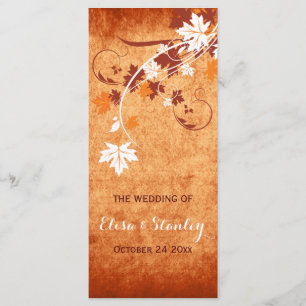 Élégant programme de mariage de automne orange feu