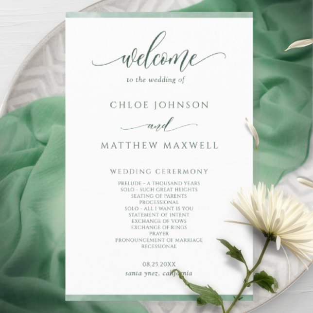 Élégant programme de mariage de cadre d'aquarelle  (Créateur téléchargé)