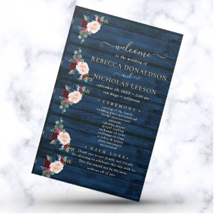 Élégant programme de mariage de calligraphie flora