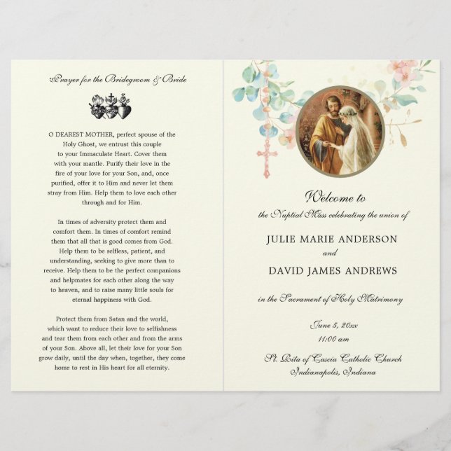 Élégant programme de mariage de masse des eucalypt (Devant)