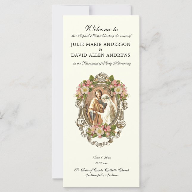 Élégant programme de mariage de masse latine catho (Devant)