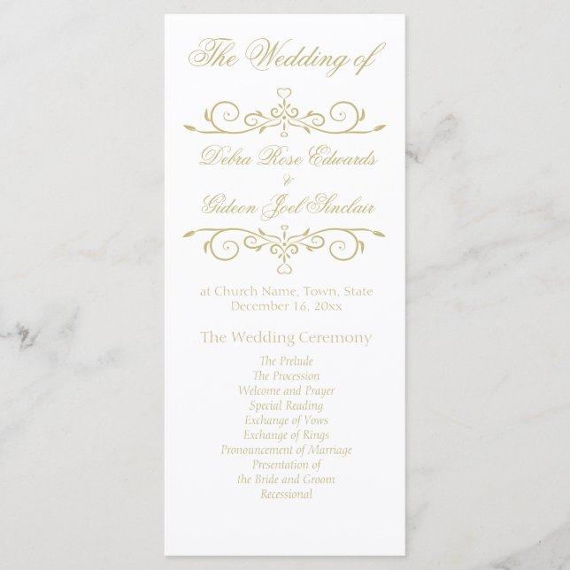 Élégant programme de mariage de monogramme blanc e (Devant)