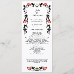 Élégant programme de mariage des fleurs de feuille