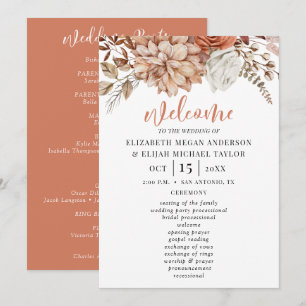 Élégant programme de mariage en terre cuite floral