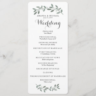 Élégant programme de mariage Eucalyptus