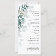 Élégant programme de mariage eucalyptus aquarelle