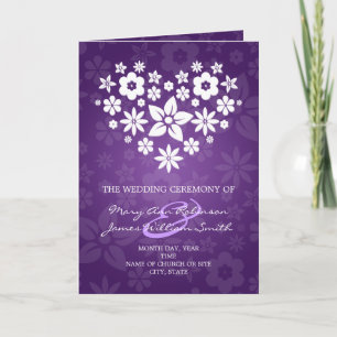 Élégant programme de mariage Fleur coeur pourpre