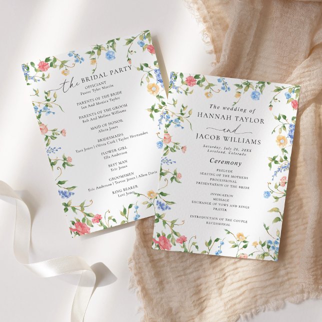 Élégant programme de mariage Fleur sauvage coloré (Créateur téléchargé)
