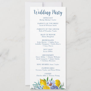 Élégant programme de mariage floral au citron