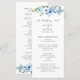 élégant programme de mariage floral bleu clair