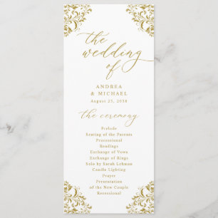 Élégant programme de mariage Gold Vintage Classic