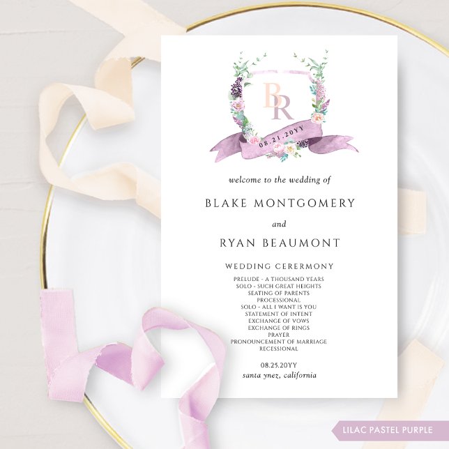 Élégant programme de mariage Lilac et violet de mo (Créateur téléchargé)