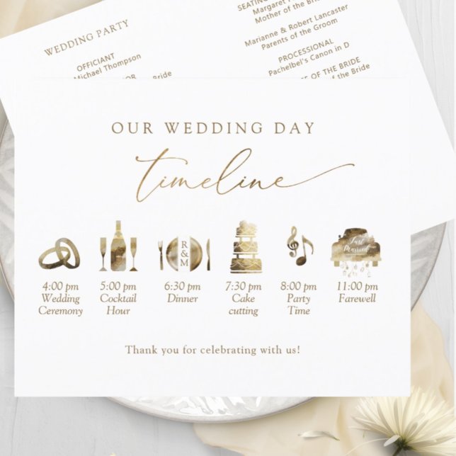 Élégant programme de mariage minimal avec timeline (Créateur téléchargé)