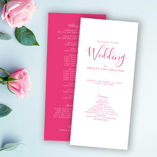 Élégant programme de mariage minimal rose