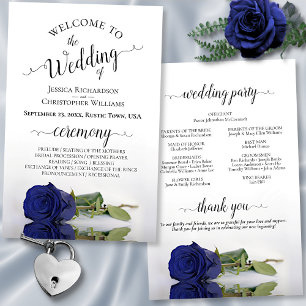 Élégant programme de mariage Rose bleu marine