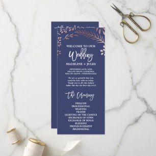 Élégant programme de mariage Rose Gold et Marine