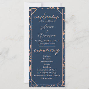 Élégant programme de mariage Rose Gold & Navy