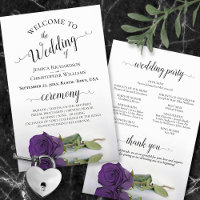 Élégant programme de mariage Rose profond et viole