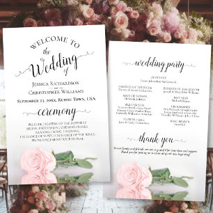 Élégant programme de mariage rose rose rose rose p