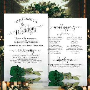 Élégant programme de mariage Rose vert émeraude