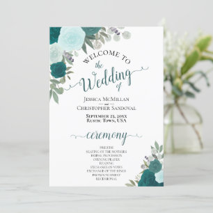 Élégant programme de mariage Turquoise et Aqua Boh