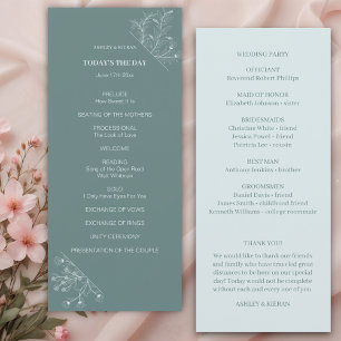 Élégant programme de mariage Turquoise floral