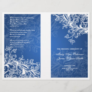 Élégant programme de mariage Vintage torrents bleu