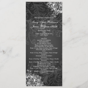 Élégant programme de mariage Vintage torsades Noir