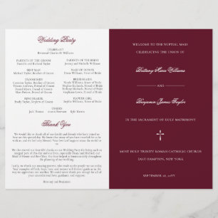 Élégant Programme de Masse Mariage catholique de B