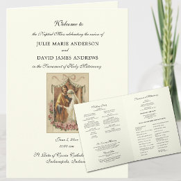 Élégant programme de masse Mariage floral catholiq