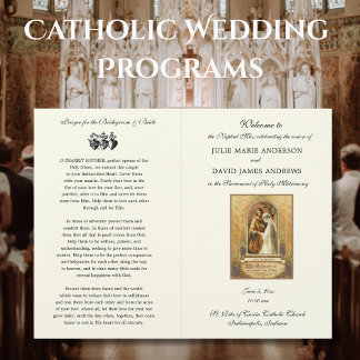 Élégant programme de messe Mariage catholique