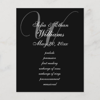 Élégant programme de monogramme de Mariage noir bl