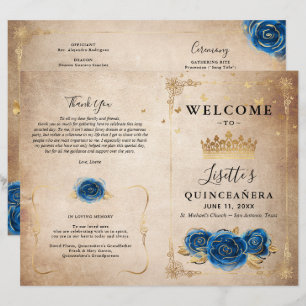 Élégant programme Gold et Royal Blue Quinceanera