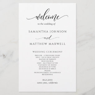 Élégant programme moderne de mariage de calligraph